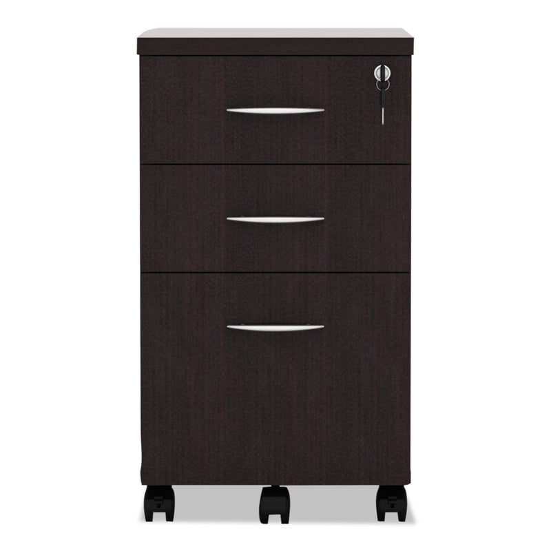 Alera Valencia Series Mobile Pedestal File, Left/Right, 3-Drawer: Box/Box/File, Legal/Letter, Espresso, 15.88 x 20.5 x 28.38