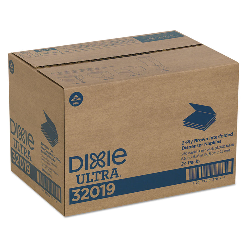 Dixie Interfold Napkin Refills 2-Ply, 6.5 x 5 Folded, Brown, 6,000/Carton