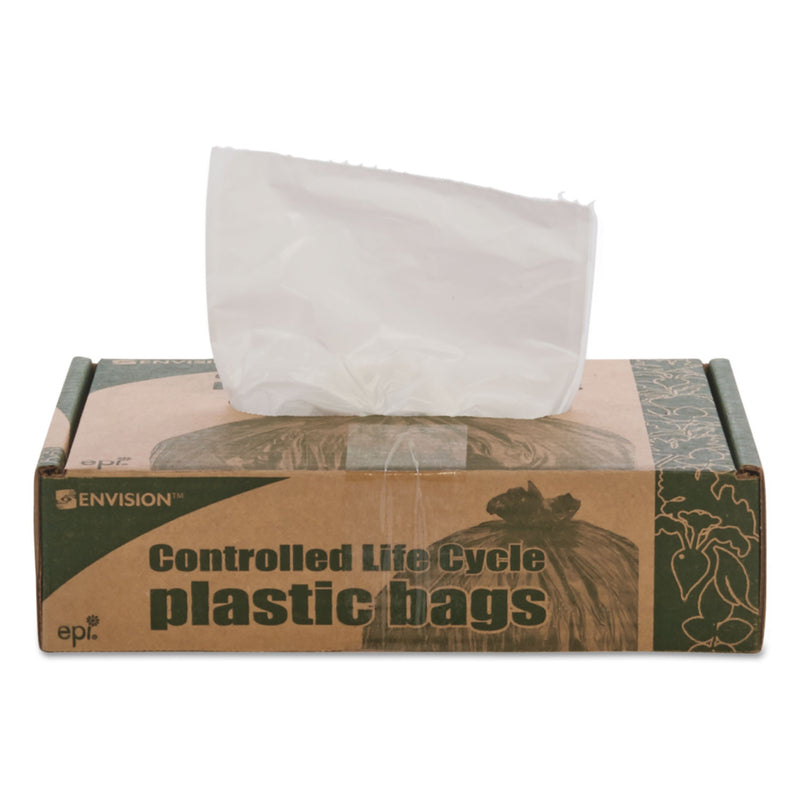 Stout Controlled Life-Cycle Plastic Trash Bags, 13 gal, 0.7 mil, 24" x 30", White, 120/Box