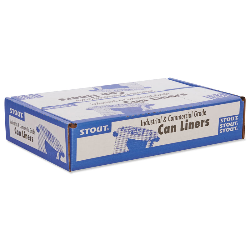 Stout Total Recycled Content Plastic Trash Bags, 56 gal, 1.5 mil, 43" x 49", Brown/Black, 100/Carton