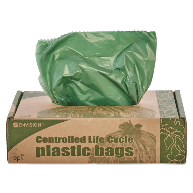 Stout Controlled Life-Cycle Plastic Trash Bags, 33 gal, 1.1 mil, 33" x 40", Green, 40/Box