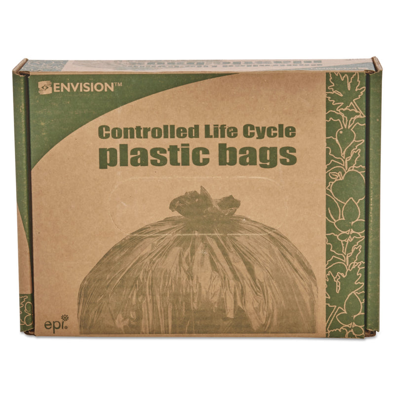 Stout Controlled Life-Cycle Plastic Trash Bags, 33 gal, 1.1 mil, 33" x 40", Green, 40/Box