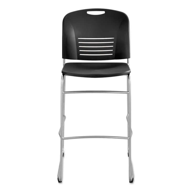 Safco Vy Sled Base Bistro Chair, Supports Up to 350 lb, Black Seat/Back, Silver Base