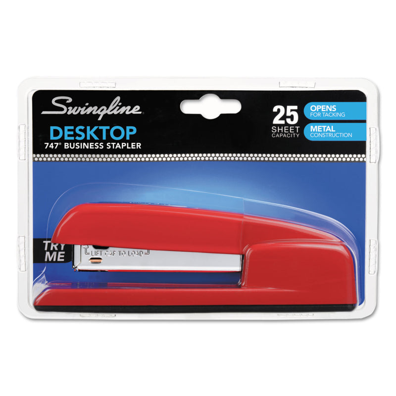 Swingline 747 Business Full Strip Desk Stapler, 25-Sheet Capacity, Rio Red