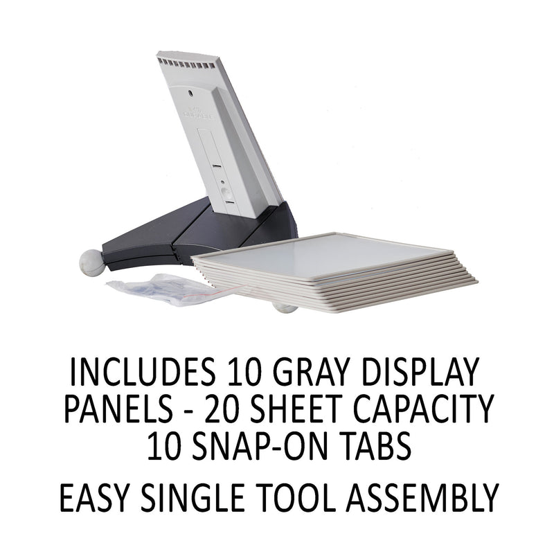 Durable SHERPA Desk Reference System, 10 Panels, 10 x 5.88 x 13.5, Gray Borders