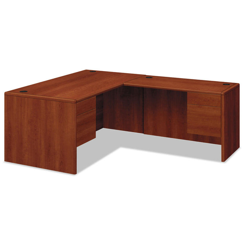 HON 10700 Series "L" Workstation Desk with Three-Quarter Height Pedestal on Left, 66" x 30" x 29.5", Cognac