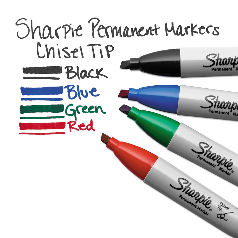 Sharpie Chisel Tip Permanent Marker, Medium Chisel Tip, Red, Dozen