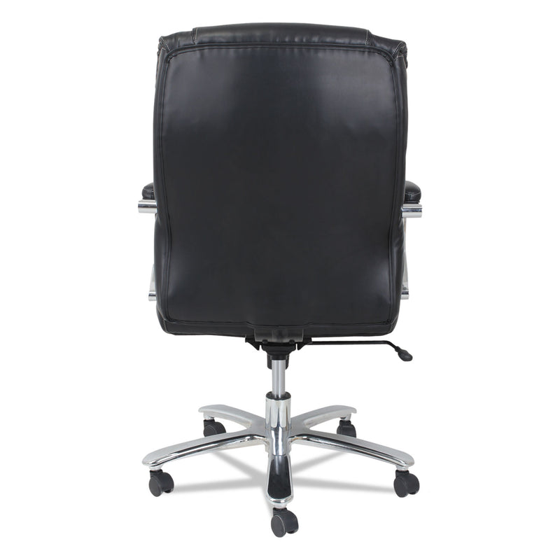 Alera Maxxis Series Big/Tall Bonded Leather Chair, Supports 450 lb, 21.26" to 25" Seat Height, Black Seat/Back, Chrome Base