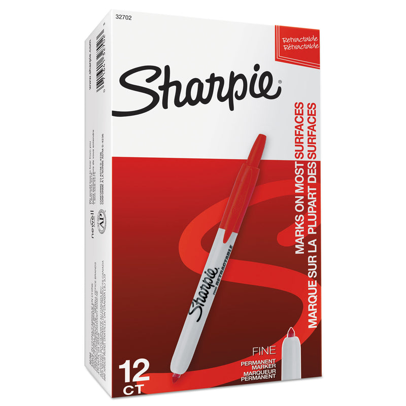 Sharpie Retractable Permanent Marker, Fine Bullet Tip, Red