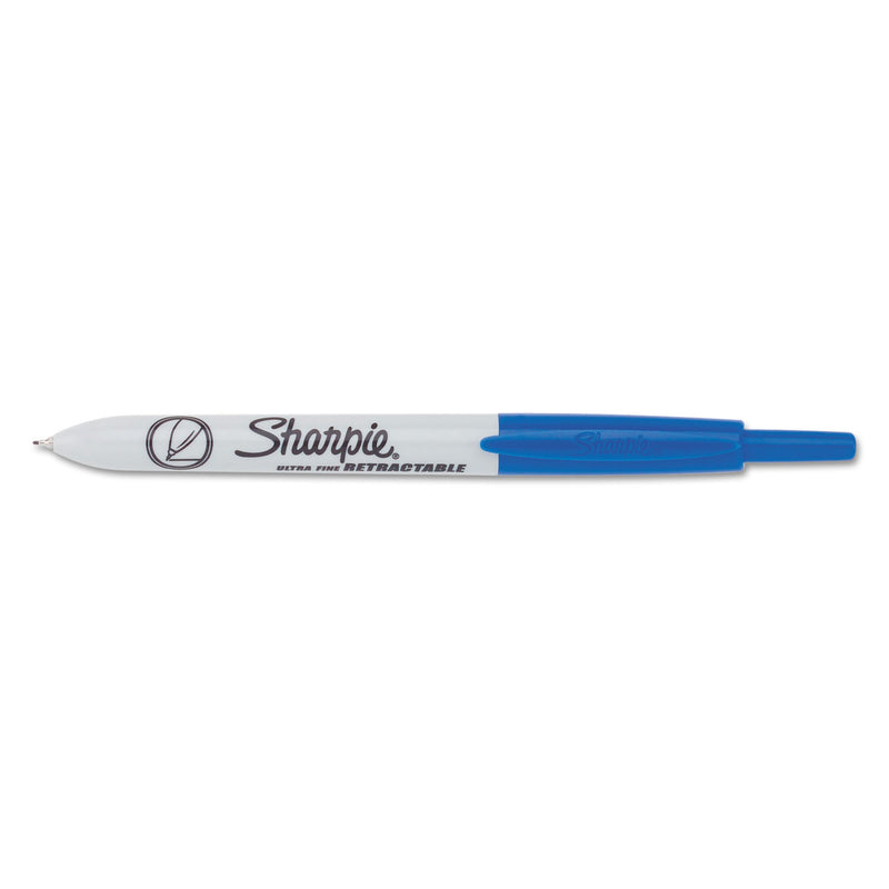 Sharpie Retractable Permanent Marker, Extra-Fine Needle Tip, Blue