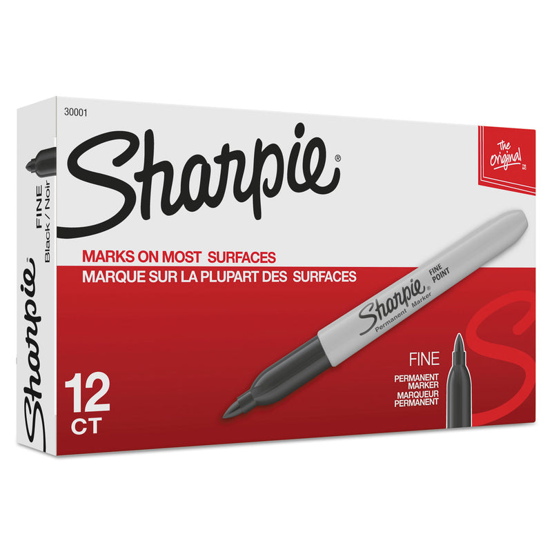 Sharpie Fine Tip Permanent Marker, Fine Bullet Tip, Black, Dozen