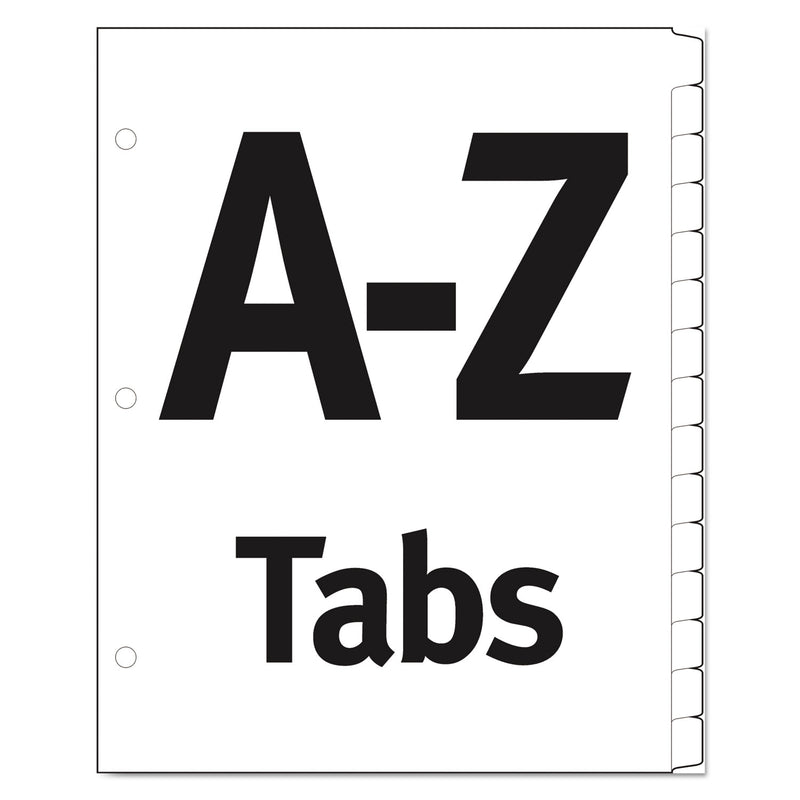 Office Essentials Table 'n Tabs Dividers, 26-Tab, A to Z, 11 x 8.5, White, White Tabs, 1 Set