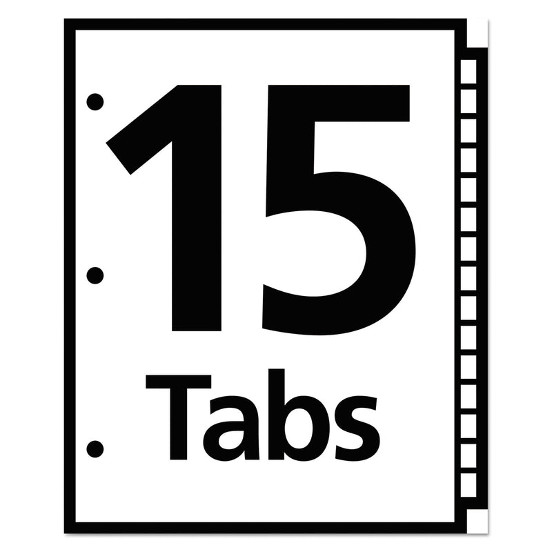 Office Essentials Table 'n Tabs Dividers, 15-Tab, 1 to 15, 11 x 8.5, White, White Tabs, 1 Set