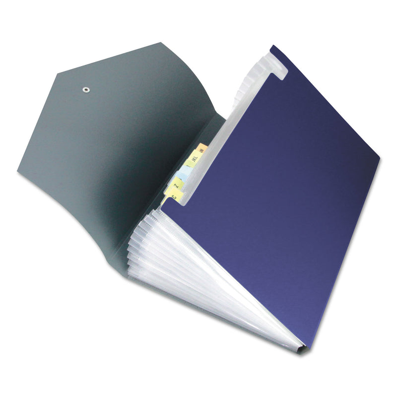 Universal Poly Expanding Files, 13 Sections, Cord/Hook Closure, 1/12-Cut Tabs, Letter Size, Metallic Blue/Steel Gray