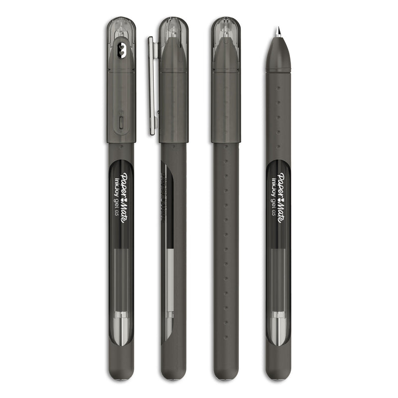 Paper Mate InkJoy Gel Pen, Stick, Fine 0.5 mm, Black Ink, Black Barrel, Dozen