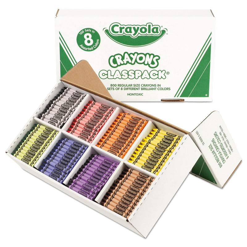 Crayola Classpack Regular Crayons, 8 Colors, 800/Box