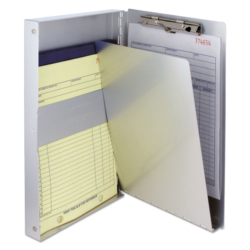 Saunders Snapak Aluminum Side-Open Forms Folder, 0.38" Clip Capacity, Holds 5 x 9 Sheets, Silver