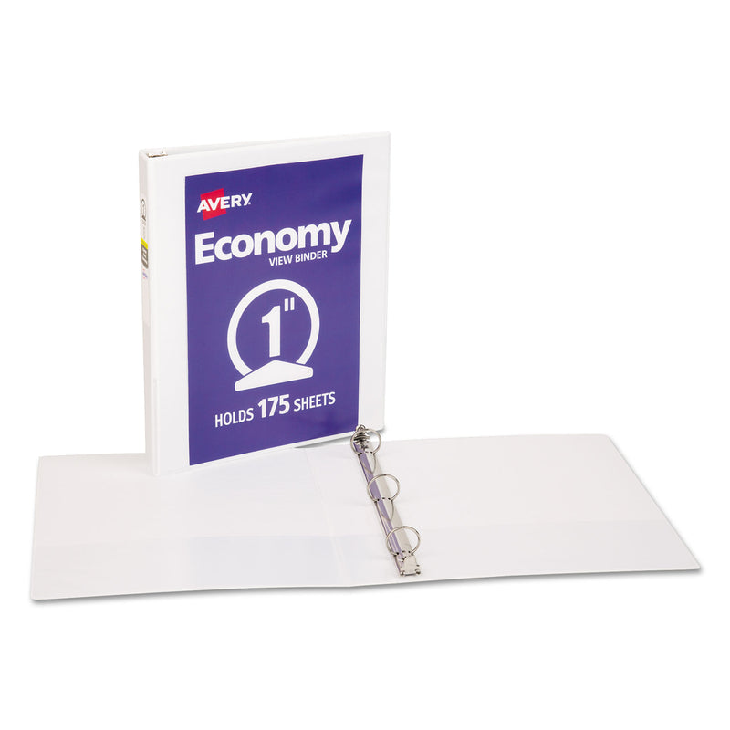 Avery Economy View Binder with Round Rings , 3 Rings, 1" Capacity, 11 x 8.5, White, (5711)