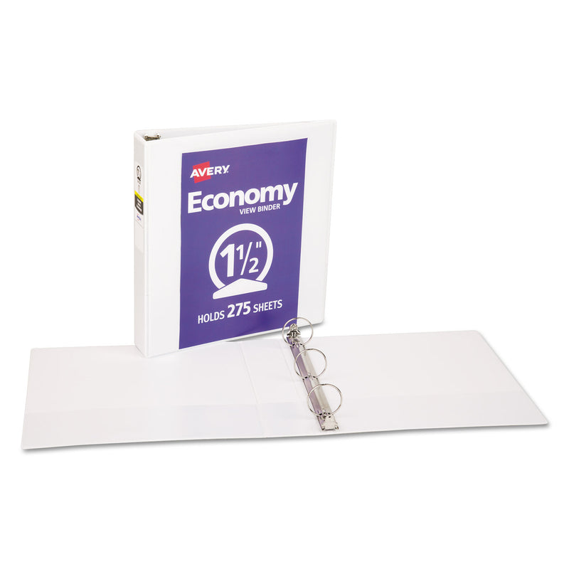 Avery Economy View Binder with Round Rings , 3 Rings, 1.5" Capacity, 11 x 8.5, White, (5726)