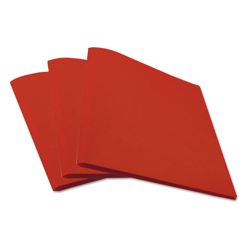 Universal Two-Pocket Plastic Folders, 100-Sheet Capacity, 11 x 8.5, Red, 10/Pack