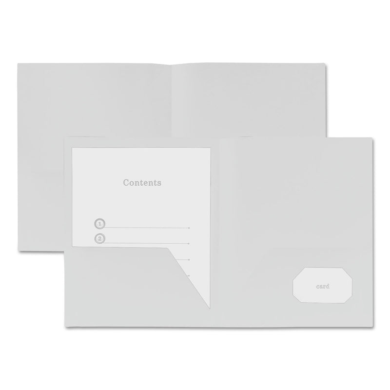 Universal Two-Pocket Plastic Folders, 100-Sheet Capacity, 11 x 8.5, White, 10/Pack