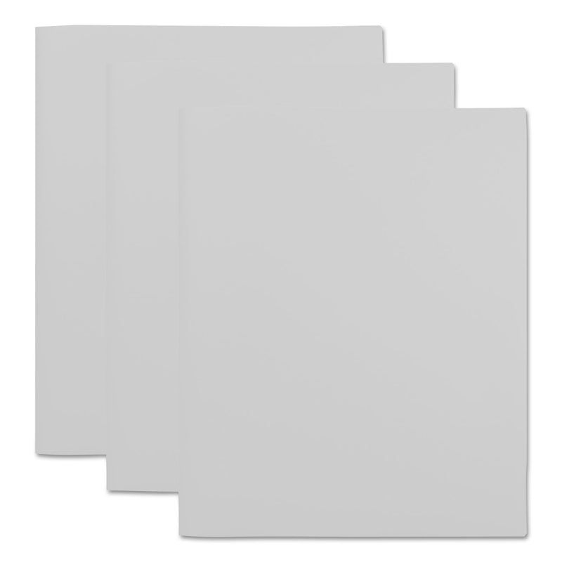 Universal Two-Pocket Plastic Folders, 100-Sheet Capacity, 11 x 8.5, White, 10/Pack