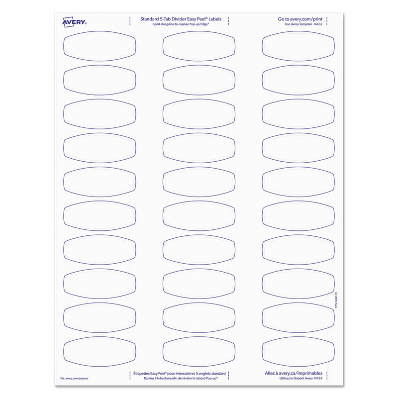 Avery Big Tab Printable White Label Tab Dividers, 5-Tab, 11 x 8.5, White, 20 Sets