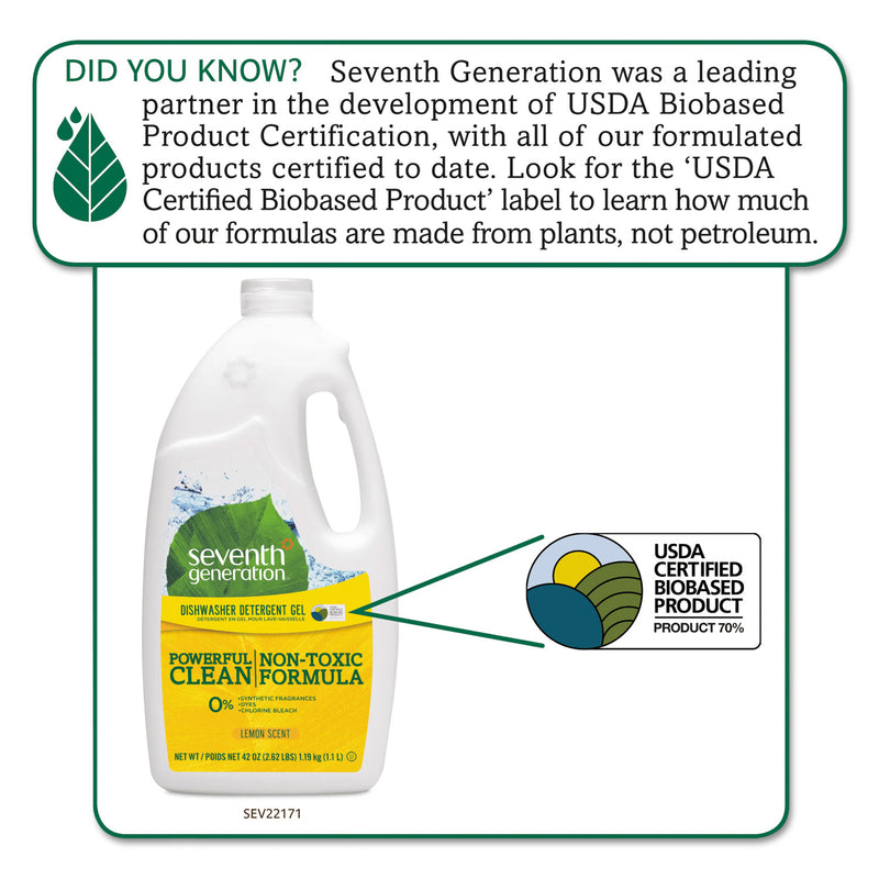 Seventh Generation Natural Automatic Dishwasher Gel, Lemon, 42 oz Bottle
