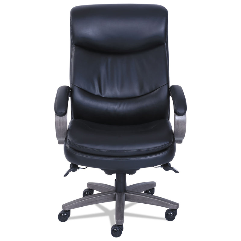 La-Z-Boy Woodbury Big/Tall Executive Chair, Supports Up to 400 lb, 20.25" to 23.25" Seat Height, Black Seat/Back, Weathered Gray Base