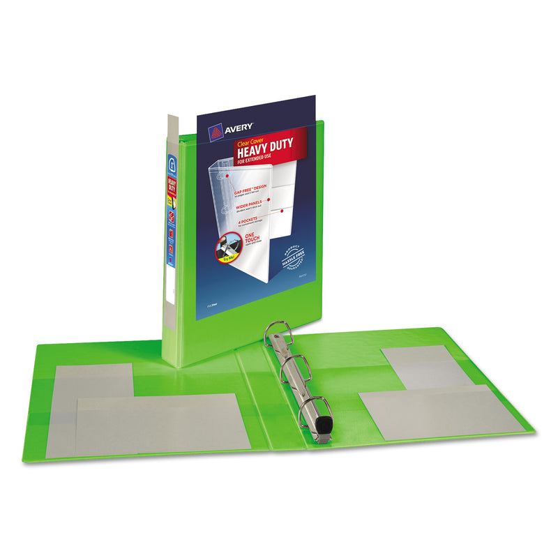 Avery Heavy-Duty View Binder with DuraHinge and One Touch EZD Rings, 3 Rings, 1" Capacity, 11 x 8.5, Chartreuse