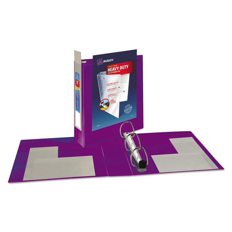 Avery Heavy-Duty View Binder with DuraHinge and One Touch EZD Rings, 3 Rings, 2" Capacity, 11 x 8.5, Purple