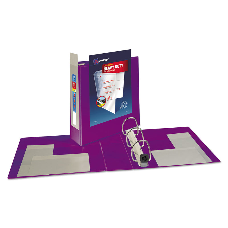 Avery Heavy-Duty View Binder with DuraHinge and Locking One Touch EZD Rings, 3 Rings, 3" Capacity, 11 x 8.5, Purple