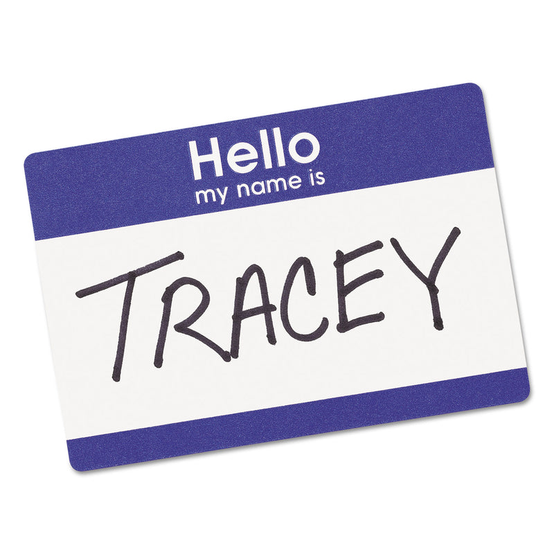 Avery Printable Adhesive Name Badges, 3.38 x 2.33, Blue "Hello", 100/Pack