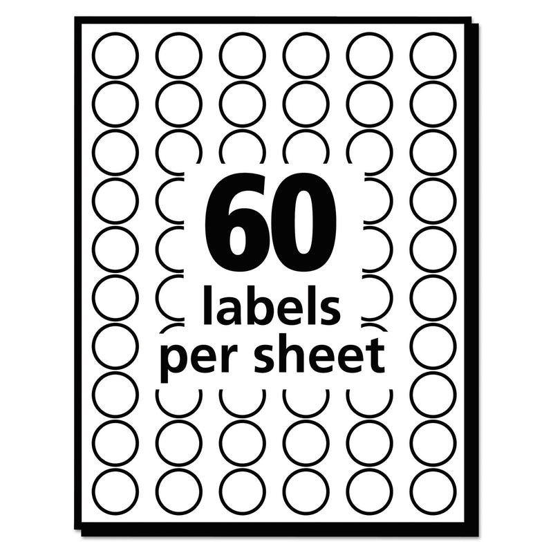 Avery Handwrite Only Self-Adhesive Removable Round Color-Coding Labels, 0.5" dia, Neon Orange, 60/Sheet, 14 Sheets/Pack, (5062)