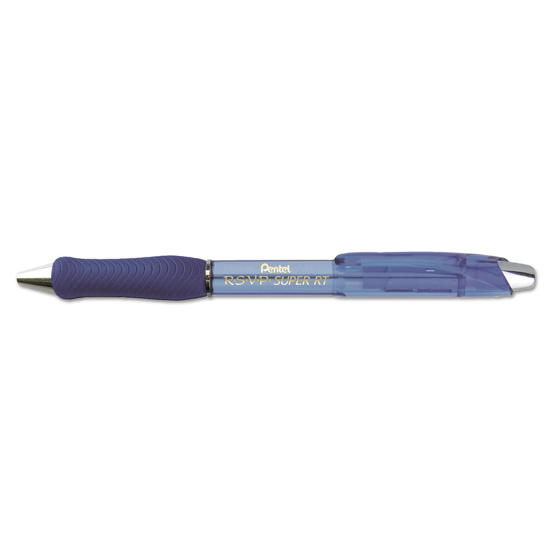 Pentel R.S.V.P. Super RT Ballpoint Pen, Retractable, Medium 1 mm, Blue Ink, Blue Barrel, Dozen