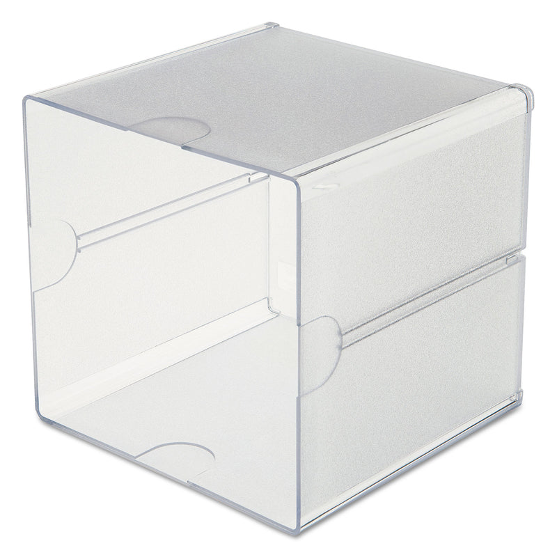 deflecto Stackable Cube Organizer, 1 Compartment, 6 x 6 x 6, Plastic, Clear