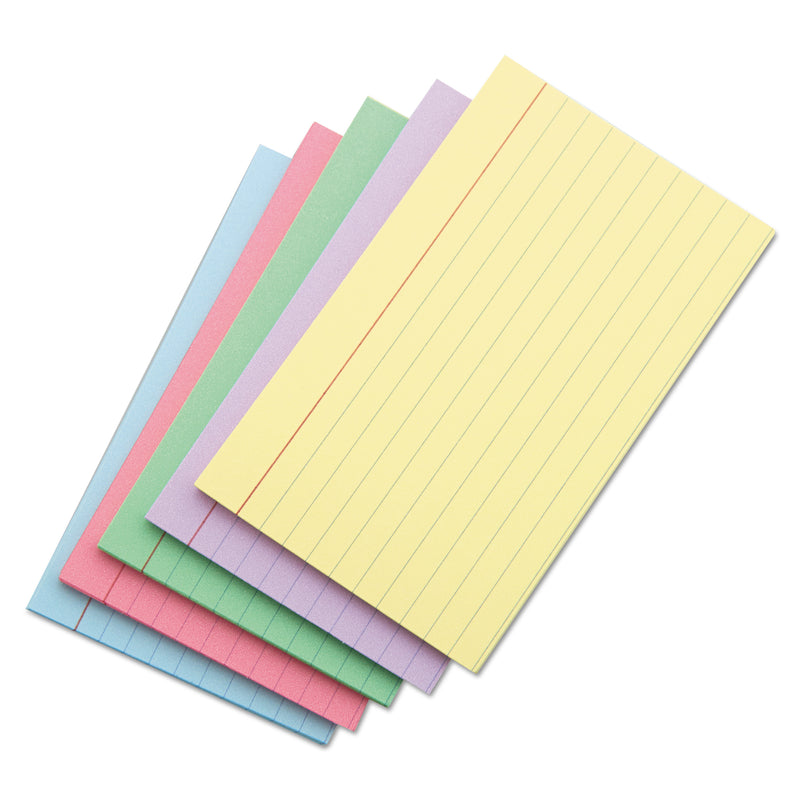 Universal Index Cards, Ruled, 3 x 5, Assorted, 100/Pack