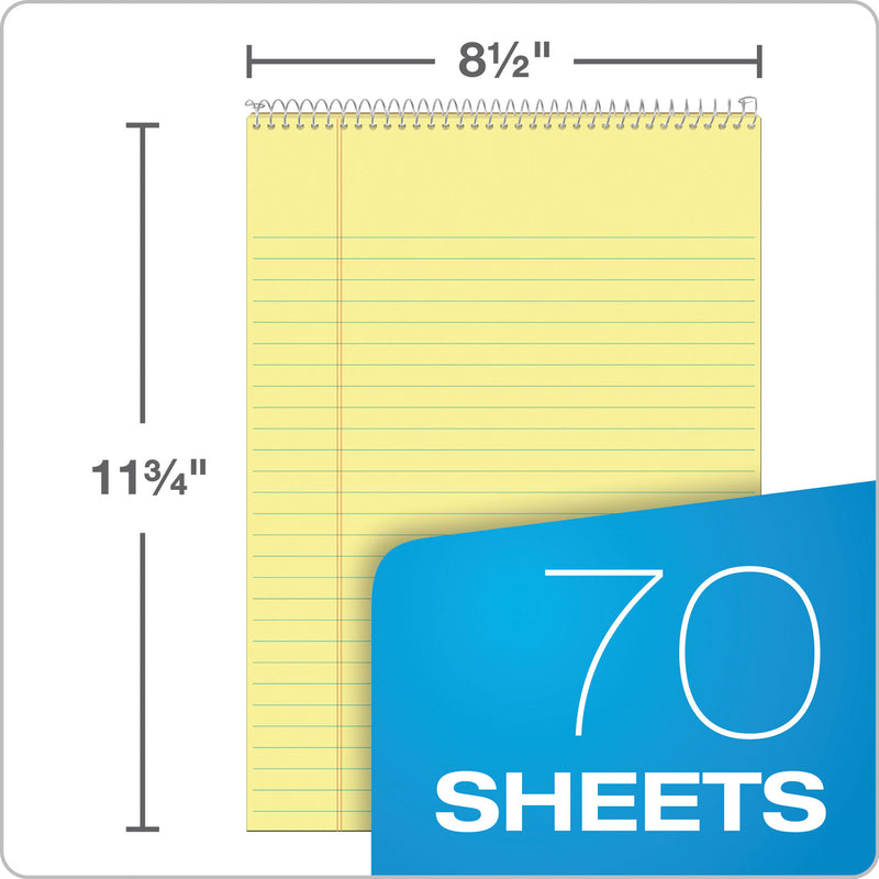 TOPS Docket Ruled Wirebound Pad with Cover, Wide/Legal Rule, Blue Cover, 70 Canary-Yellow 8.5 x 11.75 Sheets