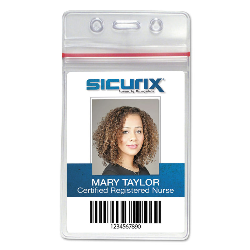 SICURIX Sealable Cardholder, Vertical, 2.62 x 3.75, Clear, 50/Pack