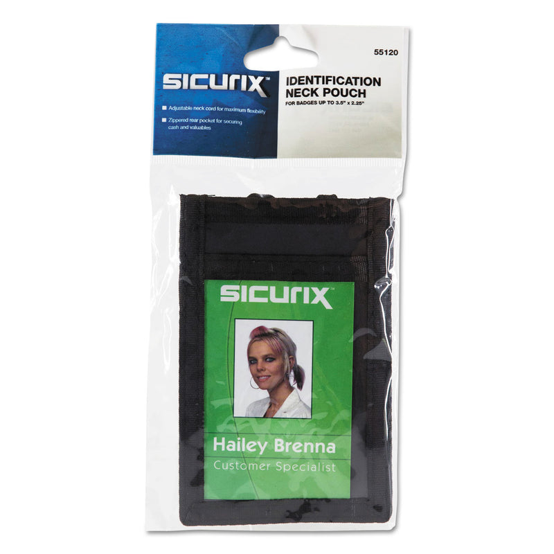 SICURIX Sicurix ID Neck Pouch, Vertical, 3 x 4 3/4, Black