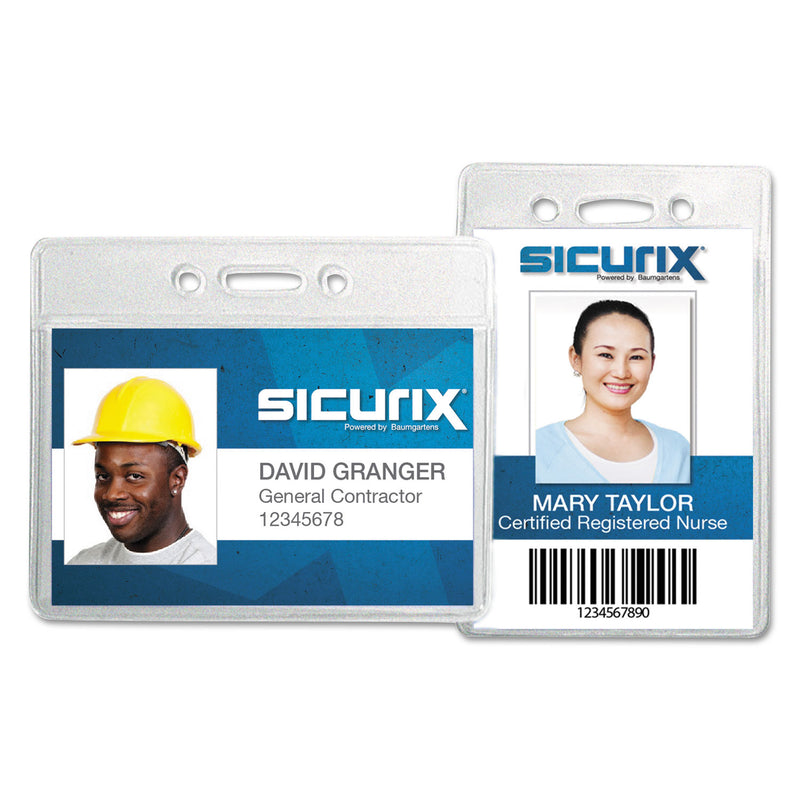 SICURIX Sicurix Proximity Badge Holder, Vertical, 2 1/2w x 4 1/2h, Clear, 50/Pack