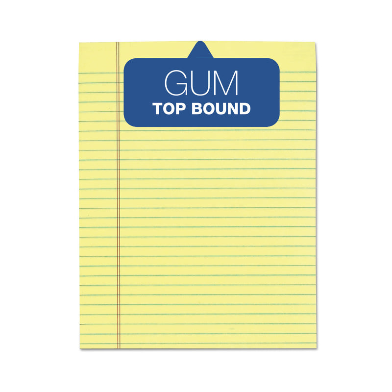 TOPS "The Legal Pad" Glue Top Pads, Wide/Legal Rule, 50 Canary-Yellow 8.5 x 11 Sheets, 12/Pack