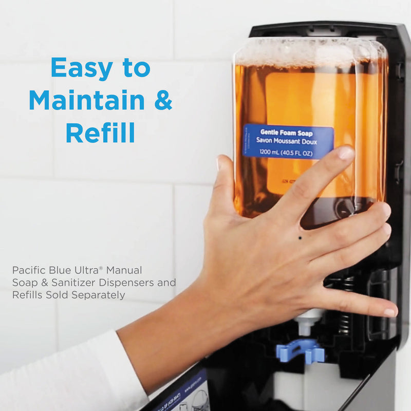 Georgia Pacific Pacific Blue Ultra Foam Soap Manual Dispenser Refill, Antimicrobial, Unscented, 1,200 mL, 4/Carton