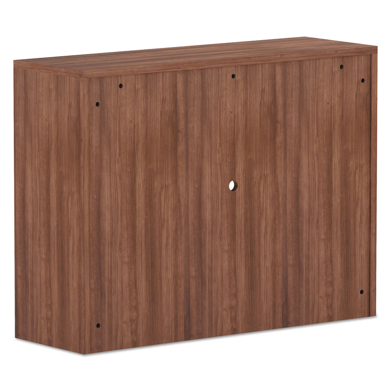 Alera Valencia Series Hutch with Doors, 3 Compartments, 47.13w x 15d x 35.38h, Modern Walnut