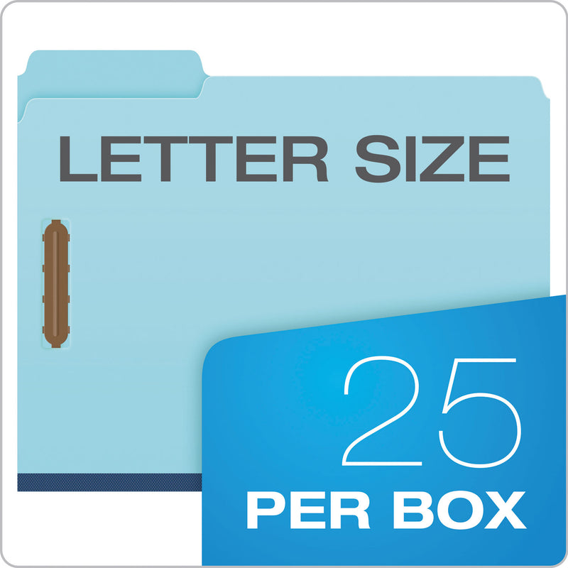 Pendaflex Heavy-Duty Pressboard Folders w/ Embossed Fasteners, Letter Size, Blue, 25/Box