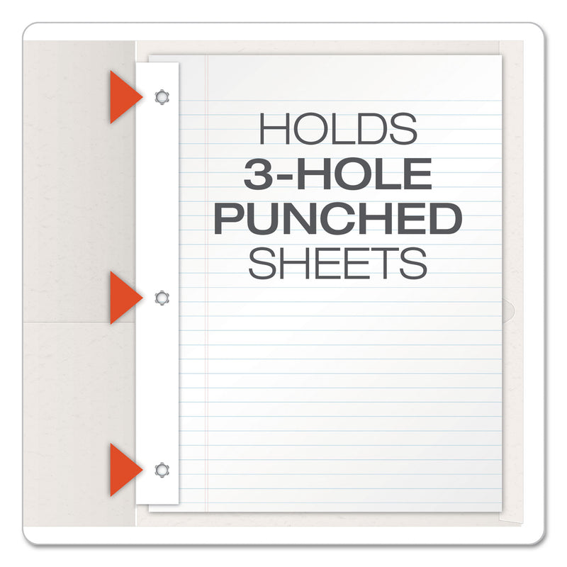 Oxford Twin-Pocket Folders with 3 Fasteners, 0.5" Capacity, 11 x 8.5, White, 25/Box