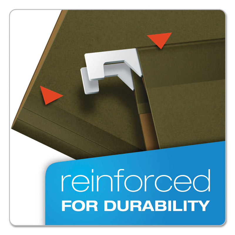 Pendaflex Reinforced Hanging File Folders with Printable Tab Inserts, Legal Size, 1/3-Cut Tabs, Standard Green, 25/Box