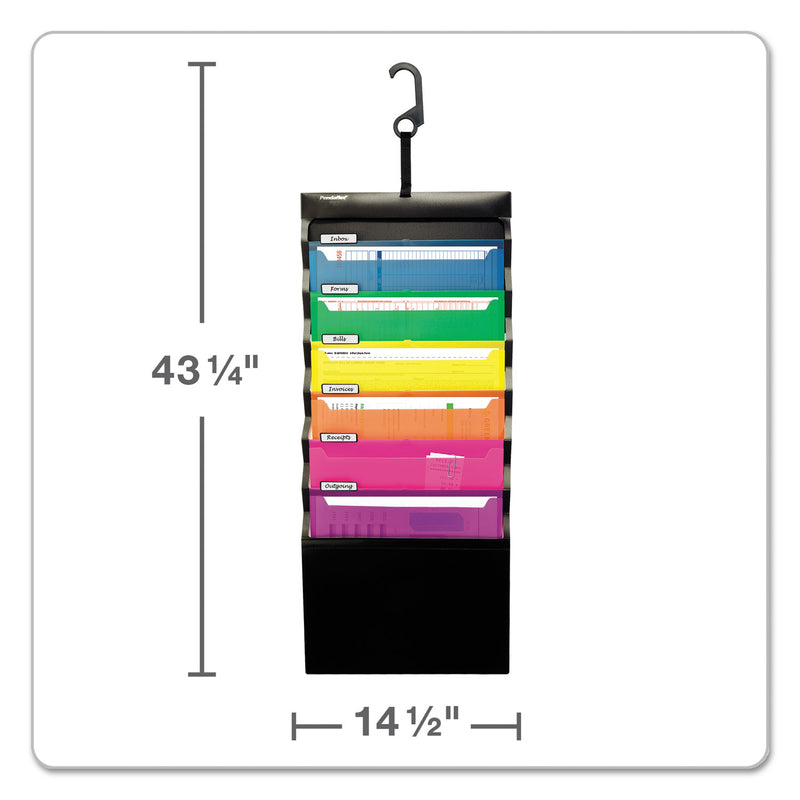 Pendaflex Desk Free Hanging Organizer With Case, 1" Expansion, 6 Sections, Buckle Closure, Letter Size, Black