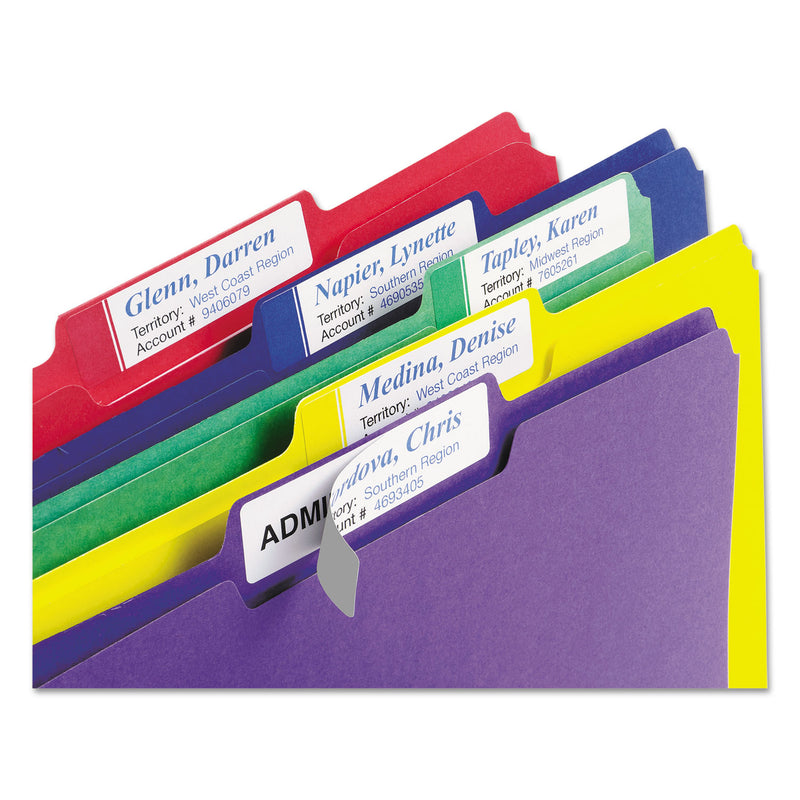 Avery Extra-Large TrueBlock File Folder Labels with Sure Feed Technology, 0.94 x 3.44, White, 18/Sheet, 25 Sheets/Pack