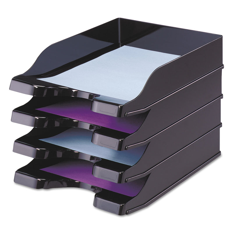 deflecto Docutray Multi-Directional Stacking Tray Set, 2 Sections, Letter to Legal Size Files, 10.13" x 13.63" x 2.5", Black, 2/Pack